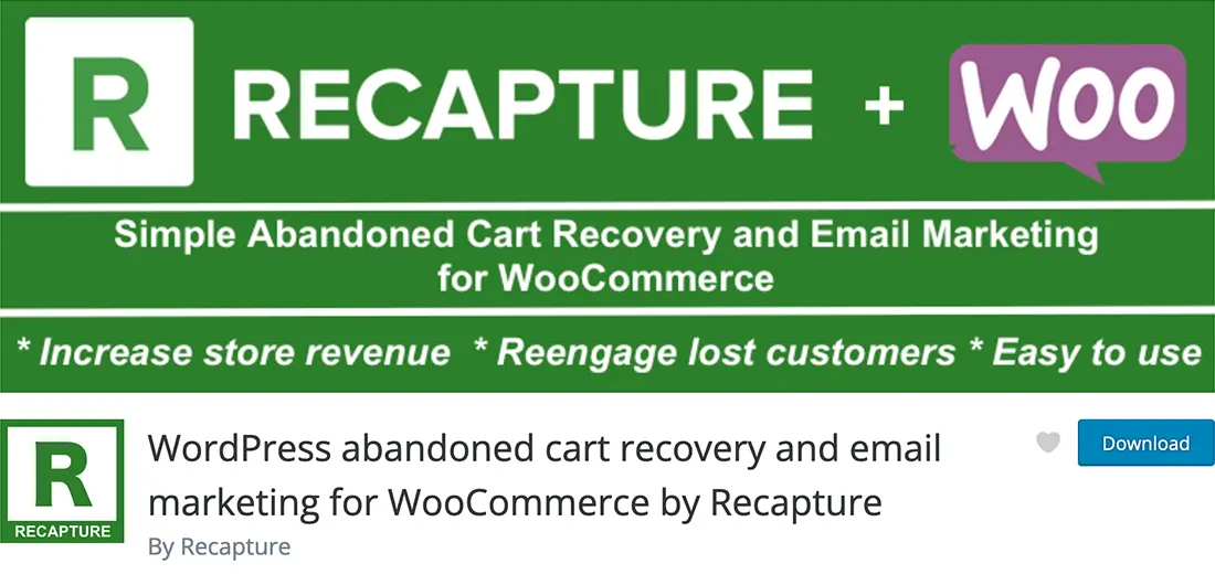 WordPress abandoned cart recovery and email marketing for WooCommerce by Recapture